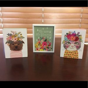 Mia Charro Floral Pets/Rain Decorative Block Signs
